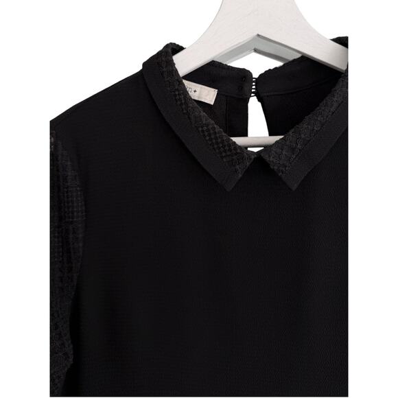 Sessun Vicky Dress Medium Black Collared Embroidered Preppy Goth Retro Mini - Picture 4 of 7